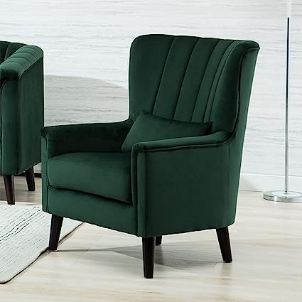 Image of Wing Chair for Living Room Bedroom High Back Arm Rest Chair Cushioned Lounge Chair Single Seater Sofa |Luxury Rest Chair Arm Chair (Colour (Green)