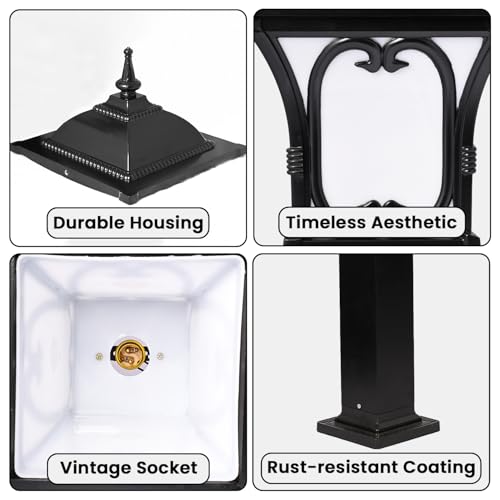 Image of GIGAWATTS Apple 30 Outdoor Garden Light - 101% Rust & Waterproof Die-Casting Aluminium Exterior Lamp for Garden, Boundary Street & Home Entrances (B22 Holder, Bulb Not Included, Black)