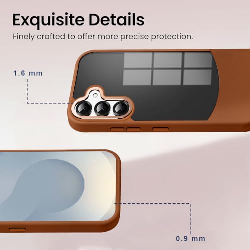 Image of KARWAN️Fusion Edge Leather Transparent Mobile Back Case | Slim Fit | Anti-Fingerprint| Scratch-Resistant | Premium Grip | Shockproof case | Back Cover for Samsung Galaxy S24 Plus || Brown