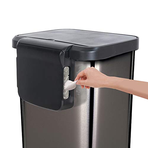 Image of Glad Stainless Steel Step Trash Can with Clorox Odor Protection | Large Metal Kitchen Garbage Bin with Soft Close Lid, Foot Pedal and Waste Bag Roll Holder, 13 Gallon, Pewter