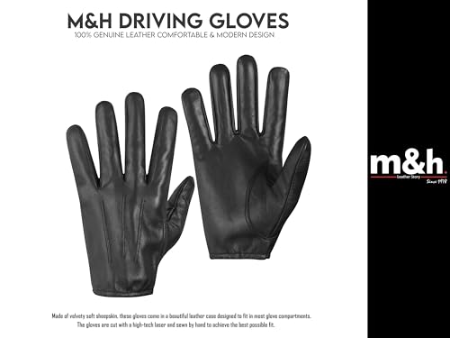 Image of M&H Since 1978 Driving Gloves for Men - Mens Leather Car Gloves