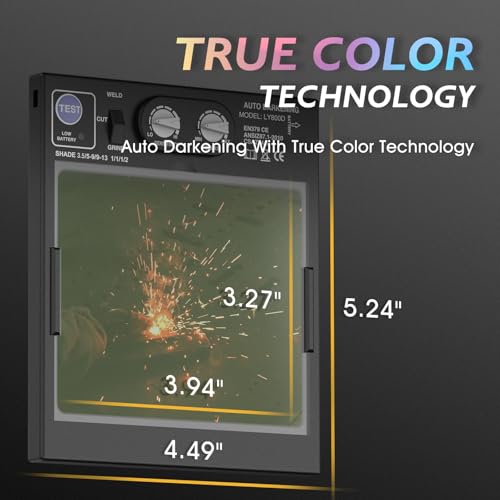 Image of TOOLIOM Large Viewing Welding Helmet True Color Auto Darkening 1 /1 /1 /1 3.94 inchx 3.27 inch Welding Mask with Weld /Grind /Cut Mode for TIG MIG Stick