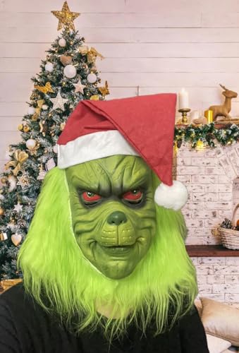 Piluzeat Máscara De Navidad Para Adultos Mujeres Hombres,Máscara De Látex De Monstruo Verde Navideño,Máscara De Papá Noel,Máscara De Disfr Piluzeat Máscara De Navidad Para Adultos Mujeres Hombres,Máscara De Látex De Monstruo Verde Navideño,Máscara De Papá Noel,Máscara De Disfr