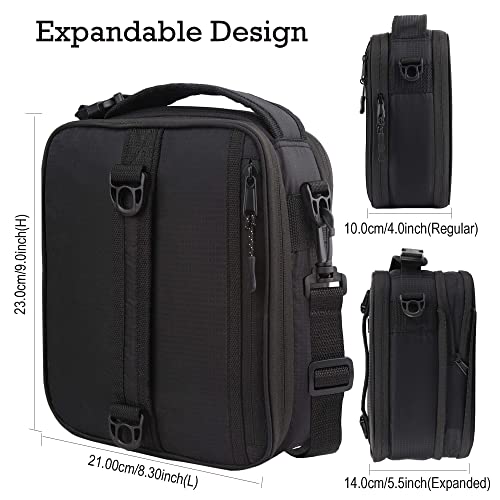 Gowraps Insulated Lunch Bag For Kids Women Men-Black Lunchbox For Adults With Strap Small Insulated Lunch Box For Work School Rectangle Lunch Boxes Expandable-Black #TOP2