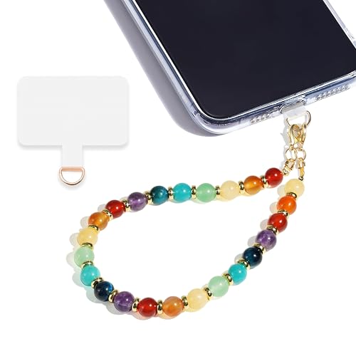 Image of Marble Beaded Phone Wrist Strap for Women, Detachable Design | 304 Steel Core, detachable phone wristlet with tether tab, keeps your phone secure for shopping, travel and daily use.