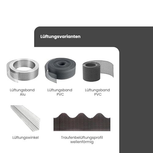 Fassadenprofile Vogelschutzgitter 5m x 150mm, Schwarz Traufgitter aus PVC, Lüftungsband für optimale Fassaden- und Dachbelüftung