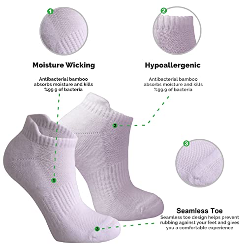 Image of VRD Womens Ankle Socks, Bamboo Rayon 6-Pairs Athletic Running Low Cut Socks With Tab