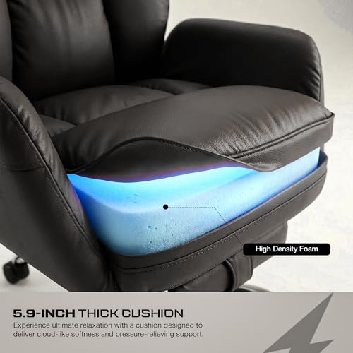 Image of DROGO Emperium Pro Ergonomic Office Chair for Work from Home 400LBS | Computer Chair for Study with High Back,Cushion Seat,Armrest, Head & Lumbar Support | Gaming Chair with Footrest & Recline(Black)