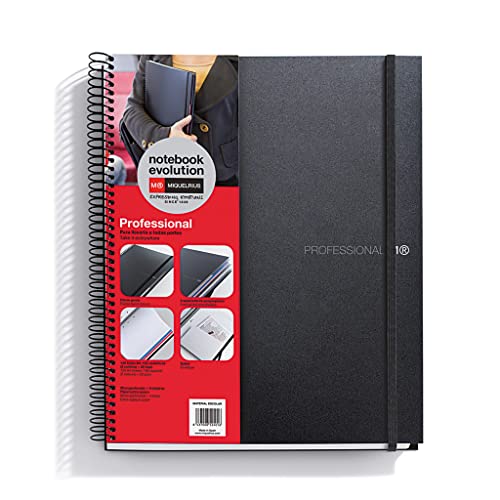MiquelriusA4 Evolution Professional Notebook 120 Sheets - 100 Grid + 20 Plain Polypropylene Black