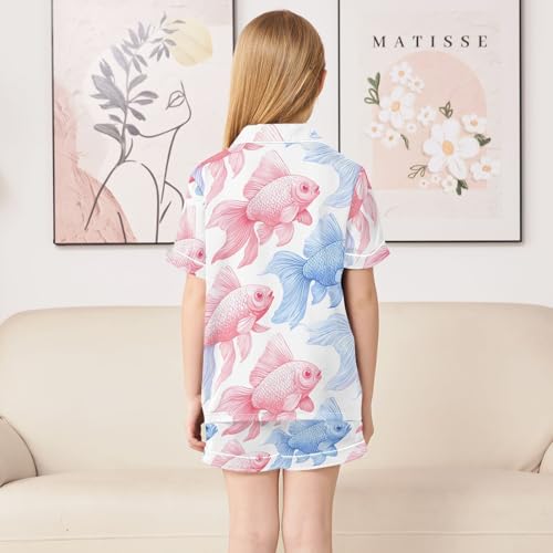 ALAZA Satin Pajamas Set Short Sleeve Button Down Sleepwear Summer Pjs 2 Piece4