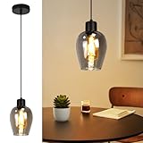 Lichtmaler Hängeleuchte Schwarz Hängelampe Esstisch - Pendelleuchte Glas 1 Flammig Esszimmerlampe E27 Vintage für Küche Schlafzimmer Hotel Esszimmer (Ohne Lichtquelle)