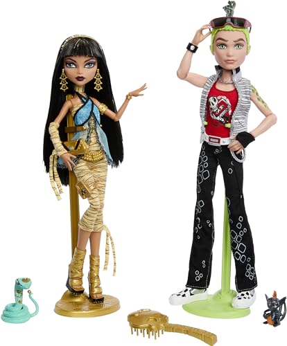 Monster High Booriginal Creeproduction Dolls Two-Pack, Cleo De Nile and Deuce Gorgon Collectible Reproductions with Doll Stan
