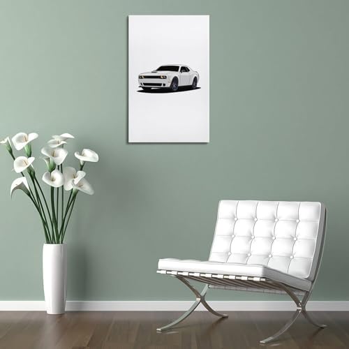 Toile Hellcat blanche grand format 60 x 90 cm de voiture de course pour mur
