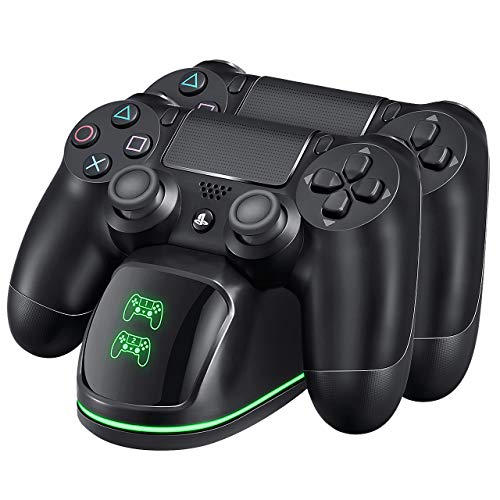 VicTsing Cargador PS4 Dual Estación de Carga con indicador LED, Compatible con Playstation4, PS4, PS4 Pro, PS4 Slim Carga Rápida Completa (Cable80CM)