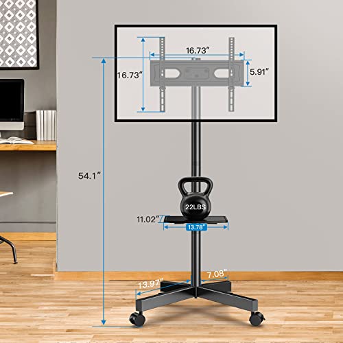 Perlesmith Mobile Tv Stand For 23-60 Inch Lcd Led Flat/Curved Panel Screen Tvs, Tilt Tv Cart Max Vesa 400X400 Portable Tv Stand With Laptop Shelf Rolling Floor Tv Stand Holds Up To 88Lbs (Pstvmc06) #TOP5