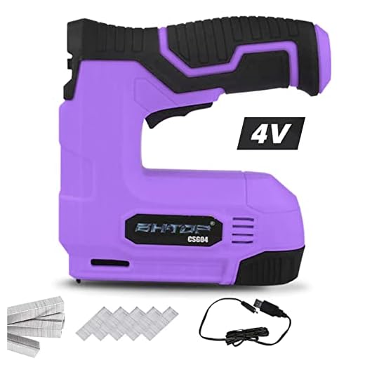 BHTOP Purple Cordless Staple Gun, 4V Power Brad Nailer/Staple Nailer，Electric Staple with Rechargeable USB Charger (Include 1500pcs Staples and 1500pcs Brad Nails)