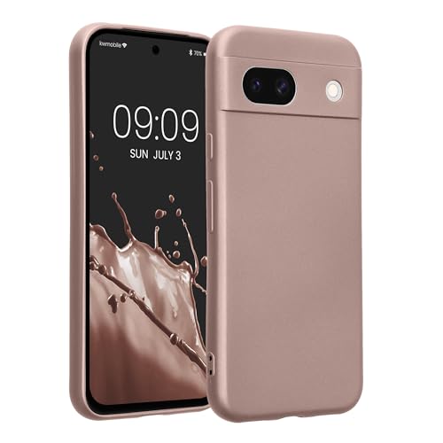 kwmobile Case for Google Pixel 8a Case - Soft TPU Back Phone Cover - with Metallic Look - Metallic Arctic Berry