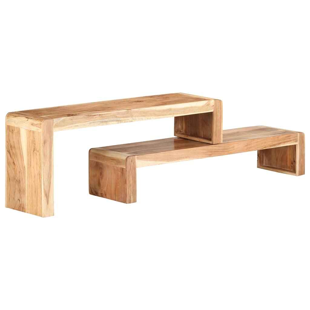 Mobile TV con Supporto di Design in Legno Massello di in 2 Pezzi, Mobile da Soggiorno per Casa in Stile Industriale