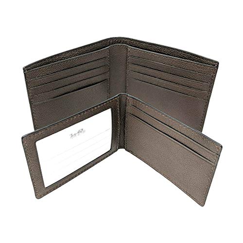 Coach F74991 Men's Compact Id Leather Wallet Black/Mahogany/Dark Saddle (Mahogany) #TOP5