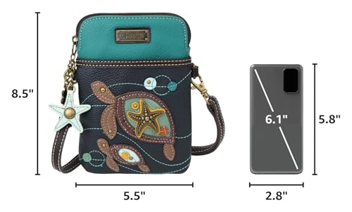 Image of CHALA Ocean Collection Cell Phone Crossbody Purse-Women PU Leather /Canvas Multicolor Handbag with Adjustable Strap