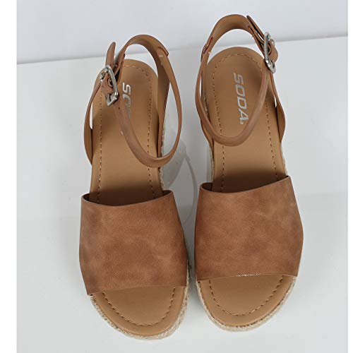 Image of Soda Topic Open Toe Buckle Ankle Strap Espadrilles Flatform Wedge Casual Sandal