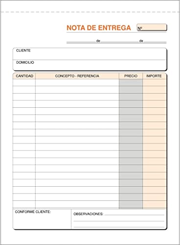 CABLEPELADO Talonario Nota de entrega | Libro Nota de entrega | Original + 1 copia | Autocopiativo | Encolados con matriz de corte | 14,8 ancho x 21 cm alto | Castellano | 25 Juegos (50 hojas)