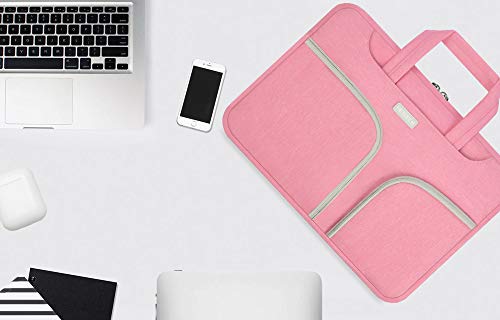 HESTECH Chromebook Case,11.6"-12.5 inch Polyester Laptop Sleeve Bag Handle/Shoulder Strap/Pockets for Acer Dell HP Samsung Toshiba ASUS C202 L210/Microsoft Surface Pro 7/3/4/5/6,Pink