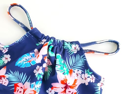 Image of TENVDA Girls Swimsuit 2-Piece Halter Tankini Set Beach Sport Bathing Suit UPF 50+ Swimwear