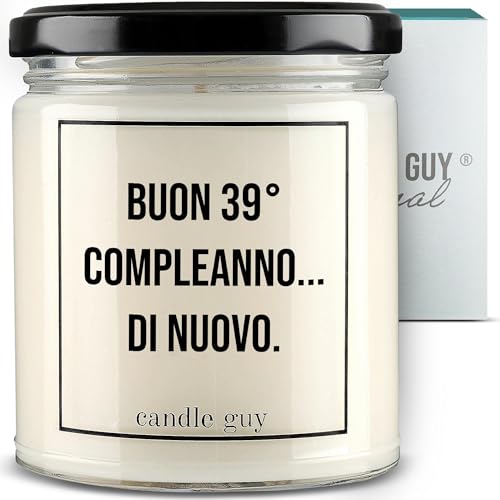 Bougie parfumée Buon 39° compleanno en cire de soja artisanale de 70h