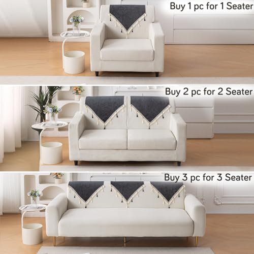 Image of HOKIPO 'Serenity Tassel' Chenille Sofa Back Cover with Tassels - 1 Pc Midnight Graphite (IN-894-DGRY)