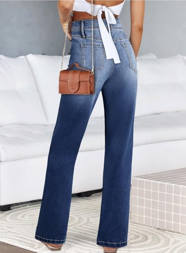 Astylish Womens Wide Leg Jeans High Waisted Stretchy Buttoned Denim Pants Trendy 2025 with Pocket2