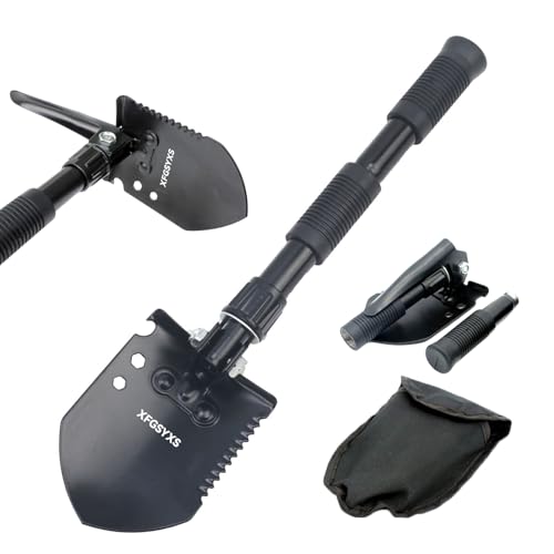 Mini Folding Camping Shovel, Lightweight Portable Small Tactical Survival Shovel, High Carbon Steel Military Shovel Entrenching Tool for Outdoor, Hiking, Digging, Backpacking, Car Emergency, Off Road