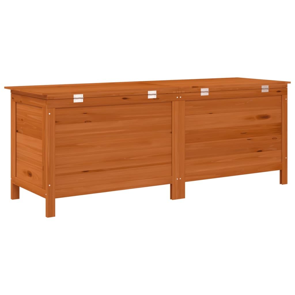 Homgoday Baúl de jardín de madera con tapa, para terraza, balcón, marrón, 150 x 50 x 56,5 cm, madera maciza de abeto