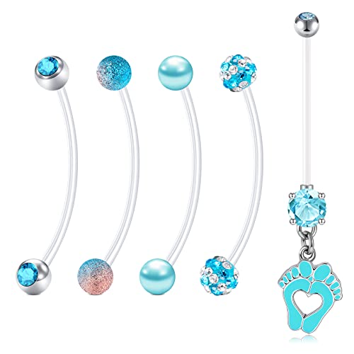 Anicina 14G Flexible Clear Acrylic Pregnancy Belly Button Ring Personalized Dangle Pregnancy Maternity Belly Rings 22/25/32/35/38mm