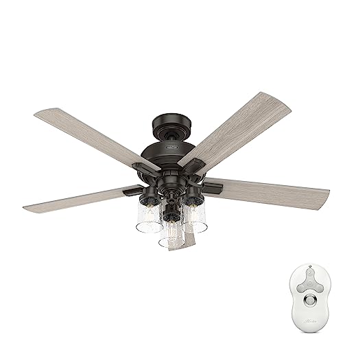 Hunter 52 inch Indoor Ceiling Fan with LED Lights and Remote Control - Bronze Ceiling Fan, Standard Mount, 5 Blades, For Bedroom, Living Room, or Kitchen, Quiet - Hartland 51854, Noble Bronze