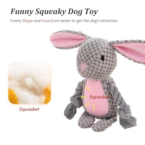 YUREMEEY Hundespielzeug, Kuscheltier Tauziehen Plüschhundespielzeug, Quietschende Hundespielzeuge mit Knitterpapier, Interaktives Stabiles Spielzeug, für Welpen Kleine Mittlere Hunde, Kaninchen