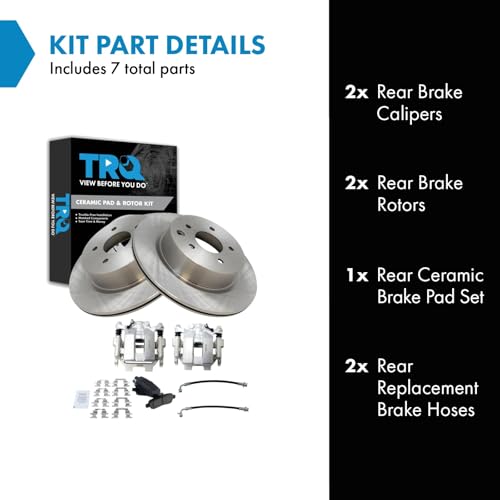 Image of TRQ Rear Brake Pad and Rotor Set Ceramic Calipers Compatible with 2011-2012 Infiniti G25 G37 2015 Q40