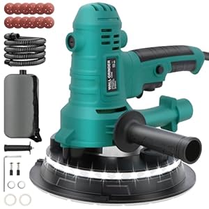 Trockenbauschleifer 800W, 180mm Elektroschleifmaschine für Wände, Deckenschleifer Wandschleifer, LED-Licht, 12 Schleifpapier, Staubfangsack und Absaugschlauch