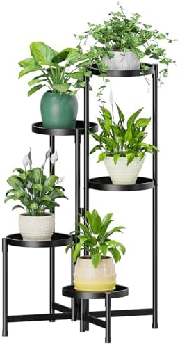 MOKANI Metal Plant Stand Indoor Outdoor for Multiple Plants, 5 Ti...