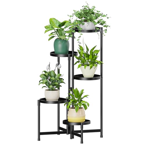 MOKANI Metal Plant Stand Indoor Outdoor for Multiple Plants, 5 Ti...