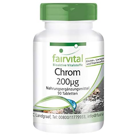 Fairvital | Chrompicolinat - 200mcg Chrom pro Tablette - Hochdosiert - Vegan - Chromium Picolinate - essentielles Spurenelement - 90 Tabletten Cover