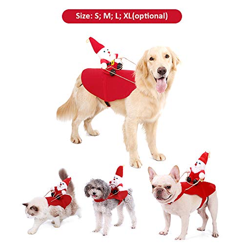 DECDEAL Traje de Papai Noel Montando em Cachorro Natal Animais de Estimação Roupas Cachorro Casaco d
