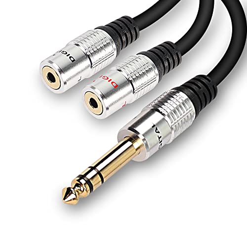 MEIRIYFA 6.35mm 1/4 inch TRS Male to Dual 3.5mm 1/8 inch TRS Female Splitter Y Cable Adapter
