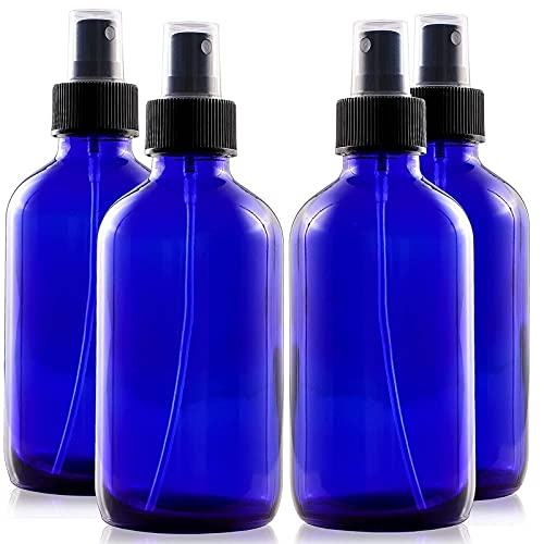 Juvale 4-Pack Blue Glass 16 Ounce Essential Oils Atomizer Pump Spray Misting Bottles