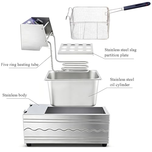 Electric Deep Fryer with Basket, 1700W High Power, Stainless Steel Oil Fryer 10.5Qt Oil Capacity, for Home & Commercial Countertop, Adjustable Temperature Control by Bryzalor - Image 9