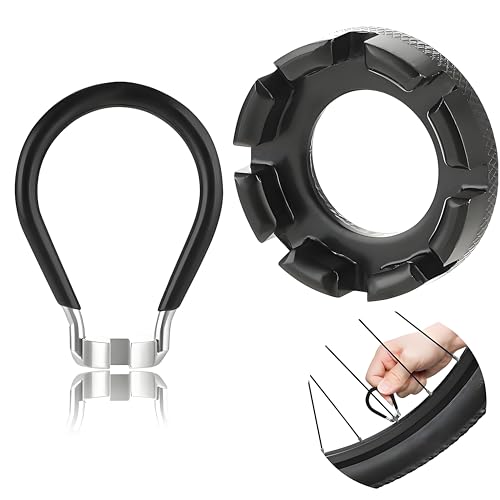 Nokwocy 2 Tiraraggi Bici Universale, Bicicletta Tiraraggi, Bicicletta Tiraraggi Bicicletta Chiave Tiraraggi 6 in 1 Tira Raggi Regolazione dei Cerchioni 10-15G per Raggi per Bicicletta(Nero)