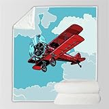 RFFLUX 3D Flugzeug Kuscheldecke 100x130 cm Microfaser Flanell Decke Retro Flugzeug Wohndecke Sommer Leichte Weiche Winter Warme Blanket Tagesdecke Sofadecke Couchdecke（Stil 118-19）