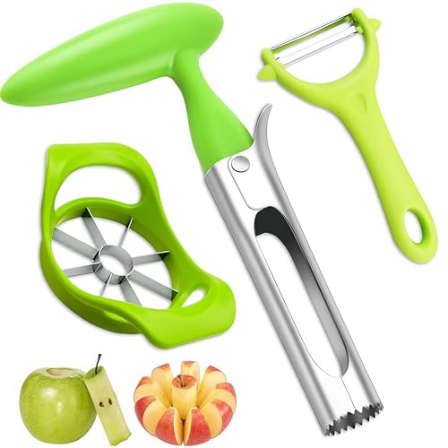 Cortador de Manzanas, Cortador de Frutas,Pelador Universal, Cortador de Frutas Acero Inoxidable Descorazonador de Manzana, Robusto y afilado para ensaladas y fruteros - fácil de limpiar