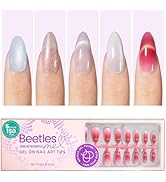 Beetles Cat Eye Tips Gel Nail Tips- 150Pcs in 15 Sizes Tip Pink White Shimmer Glitter Press on Na...