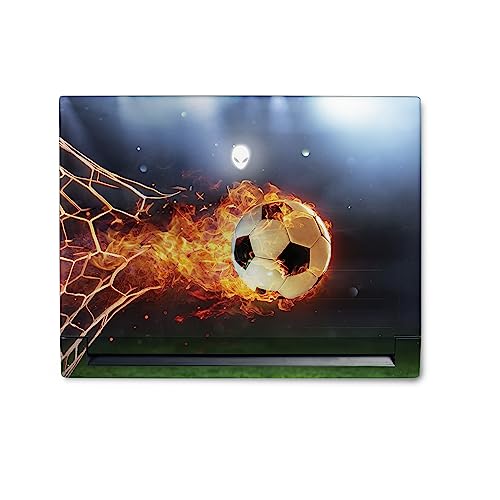 Image of MightySkins Skin Compatible with Alienware M18 R1 (2023) Full Wrap Kit - Flaming Soccer Ball | Protective, Durable, and Unique Vinyl Decal wrap Cover | Easy to Apply & Change Styles | Made in The USA